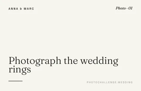 Classic wedding photo challenge card with QR code.